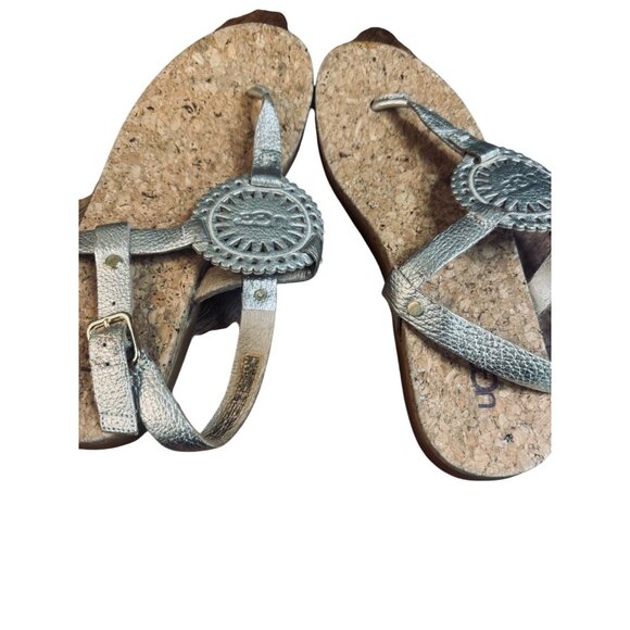 UGG Women's Silver Cork Sandals  Adjustable Strap Casual Comfort.Size 9 - Picture 5 of 11